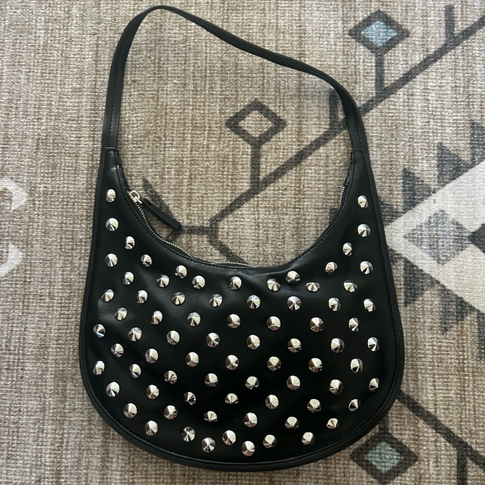 Mango Black Studded Shoulder Bag - Picture 8 of 9